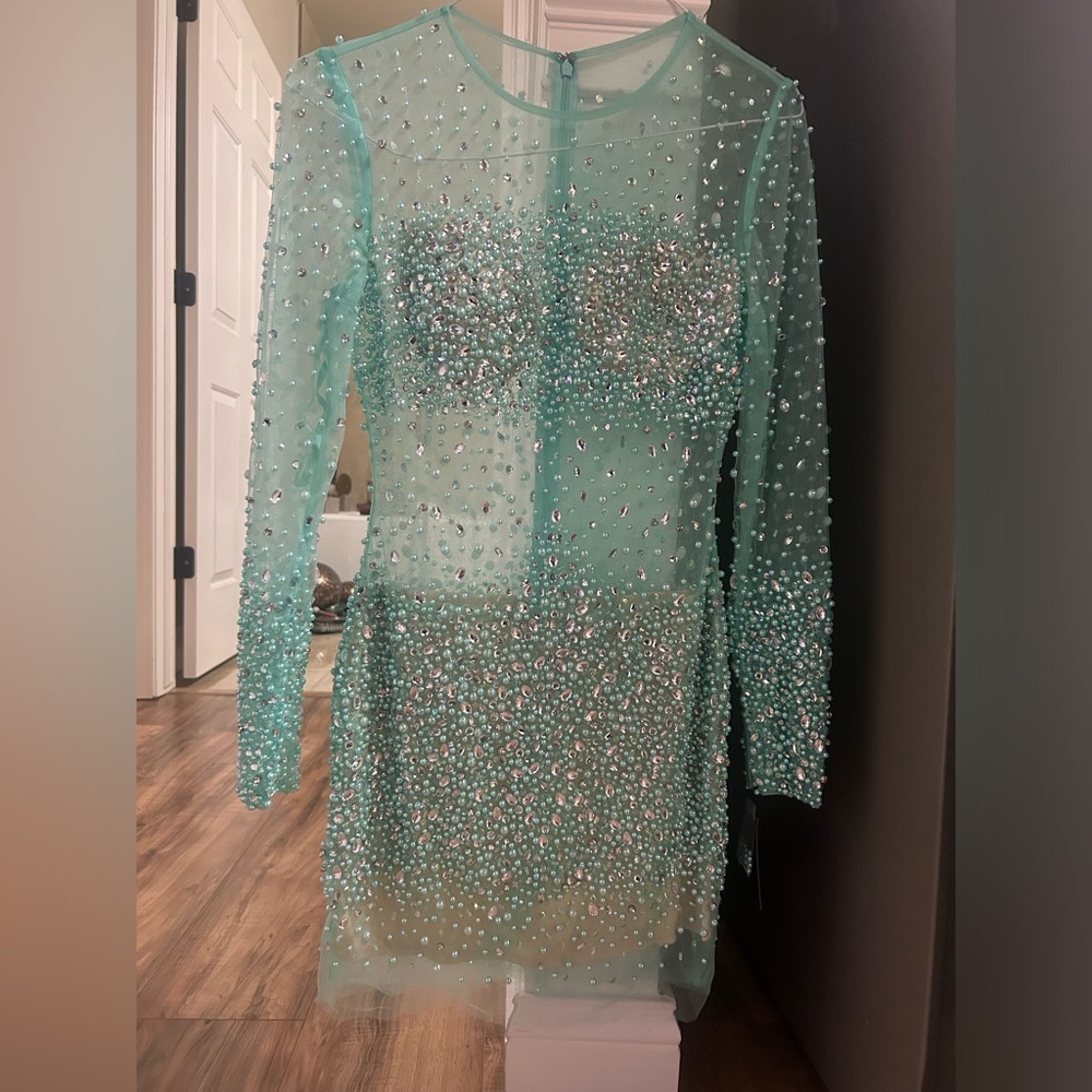 Mini rhinestone dress.
